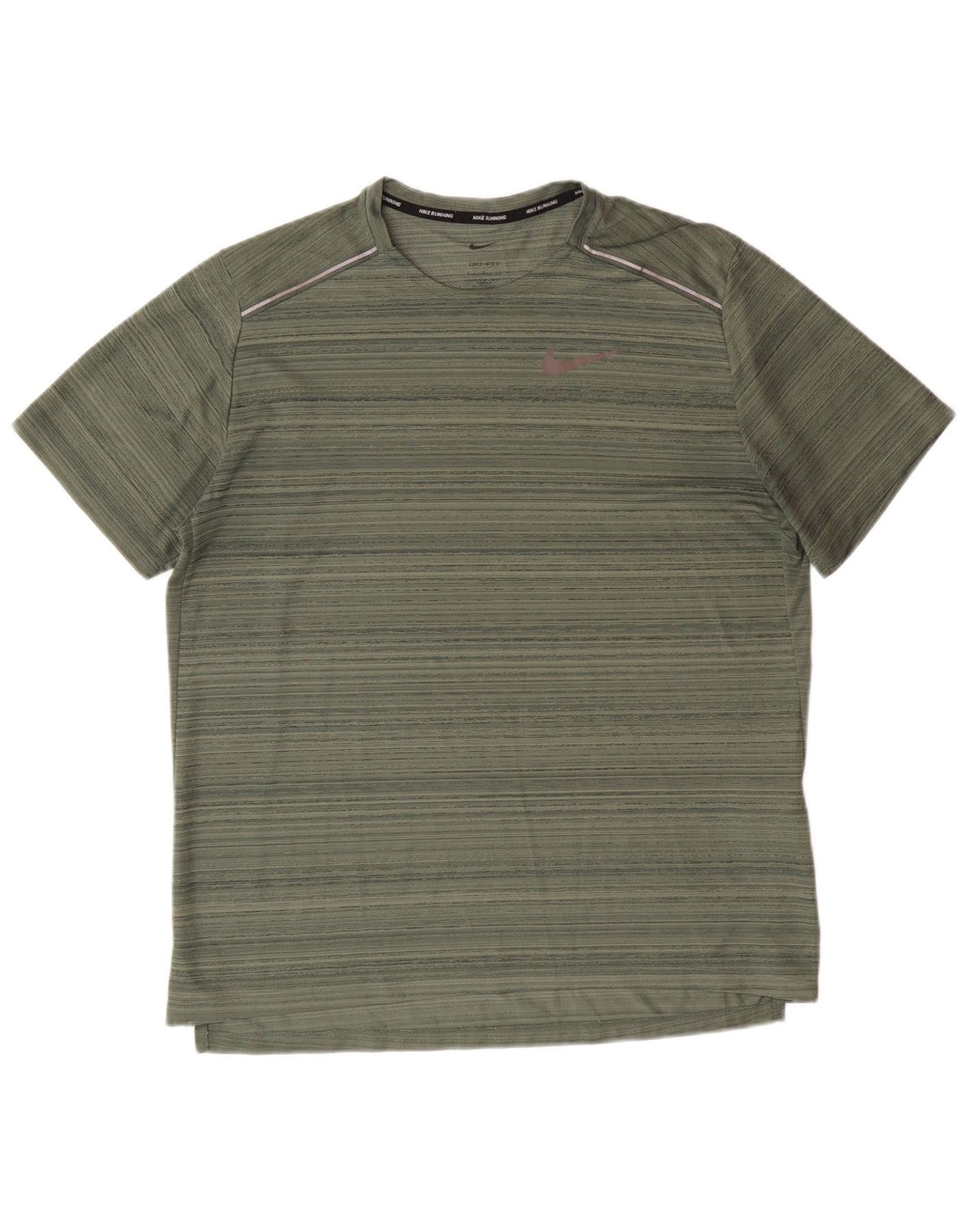 Nike Dri Fit T-shirt til mænd, stor grøn stribet polyester