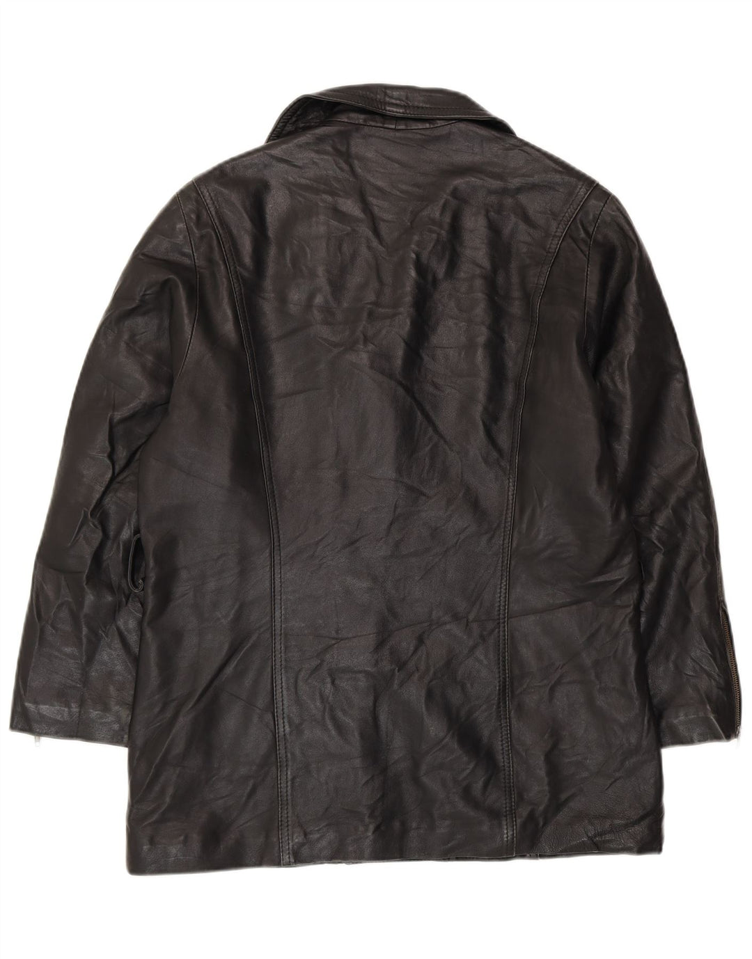 VINTAGE Oversized læderjakke til kvinder UK 10 Small Black