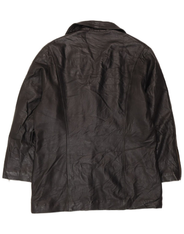 VINTAGE Oversized læderjakke til kvinder UK 10 Small Black