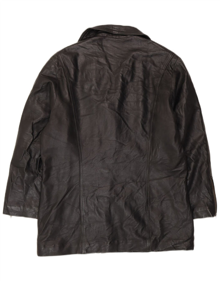 VINTAGE Oversized læderjakke til kvinder UK 10 Small Black