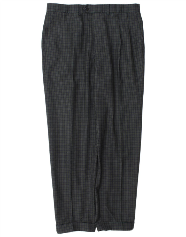 Marks & Spencer Herre Slim Suit Bukser W34 L31 Marineblå ternet uld