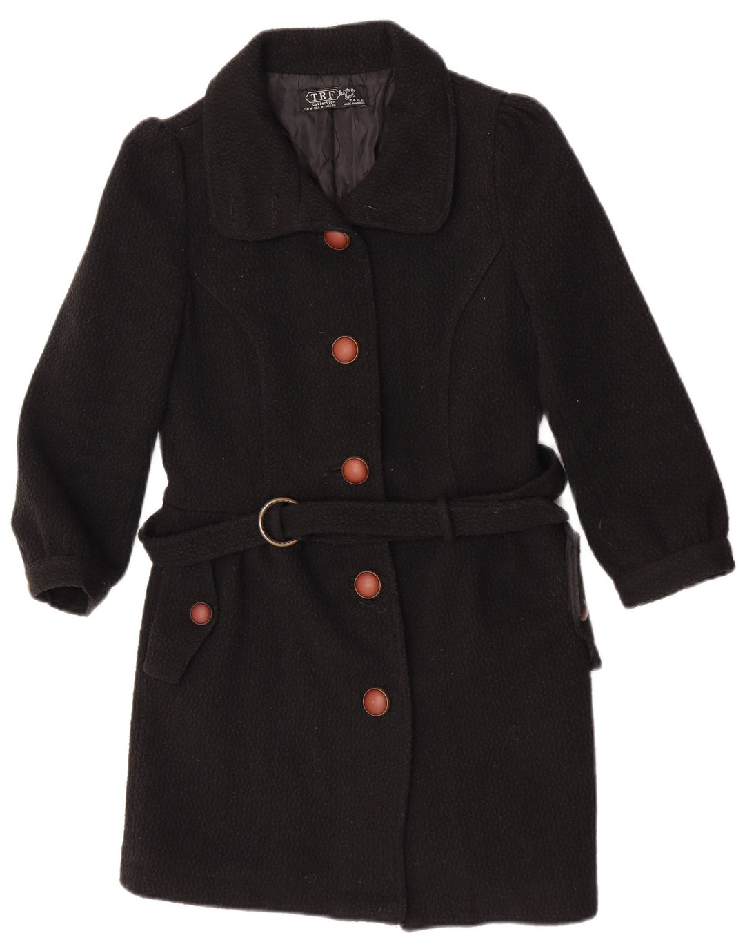 Zara Dame Overfrakke UK 12 Medium Sort Akryl