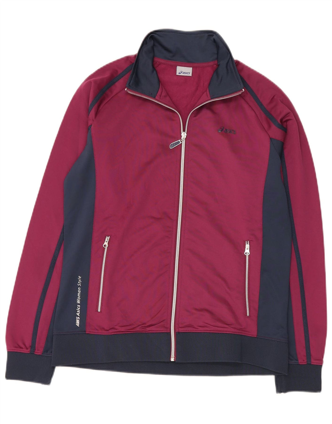 Asics træningsdragt topjakke til kvinder UK 18 XL Burgundy Colourblock Polyester