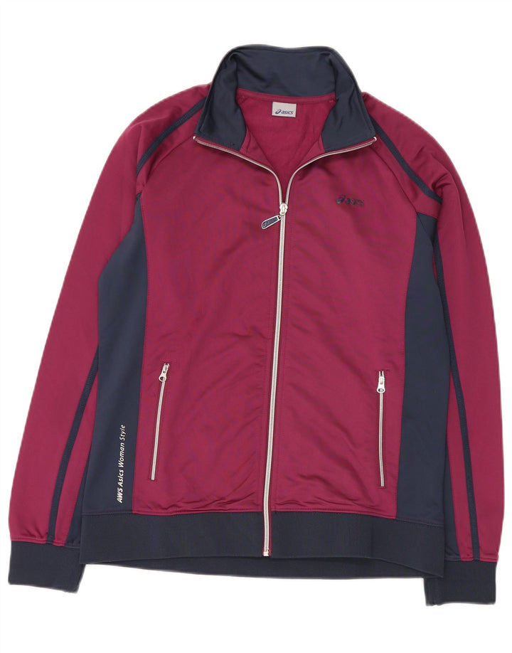 Asics træningsdragt topjakke til kvinder UK 18 XL Burgundy Colourblock Polyester