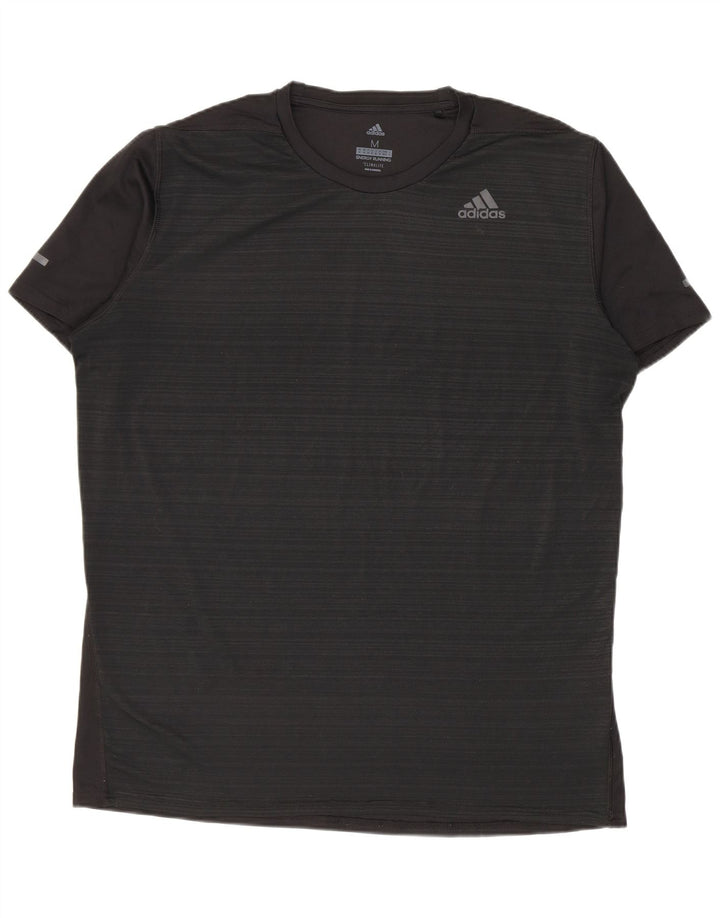 ADIDAS Herre Climalite T-Shirt Top Medium Sort nålestribe