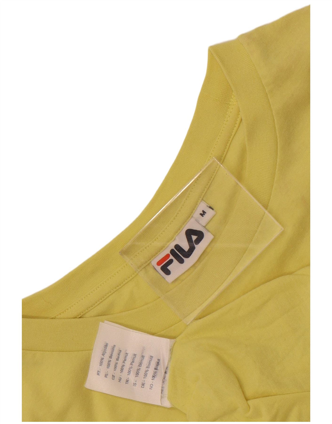 Fila Herre grafisk T-shirt Top Medium Gul Colourblock Bomuld