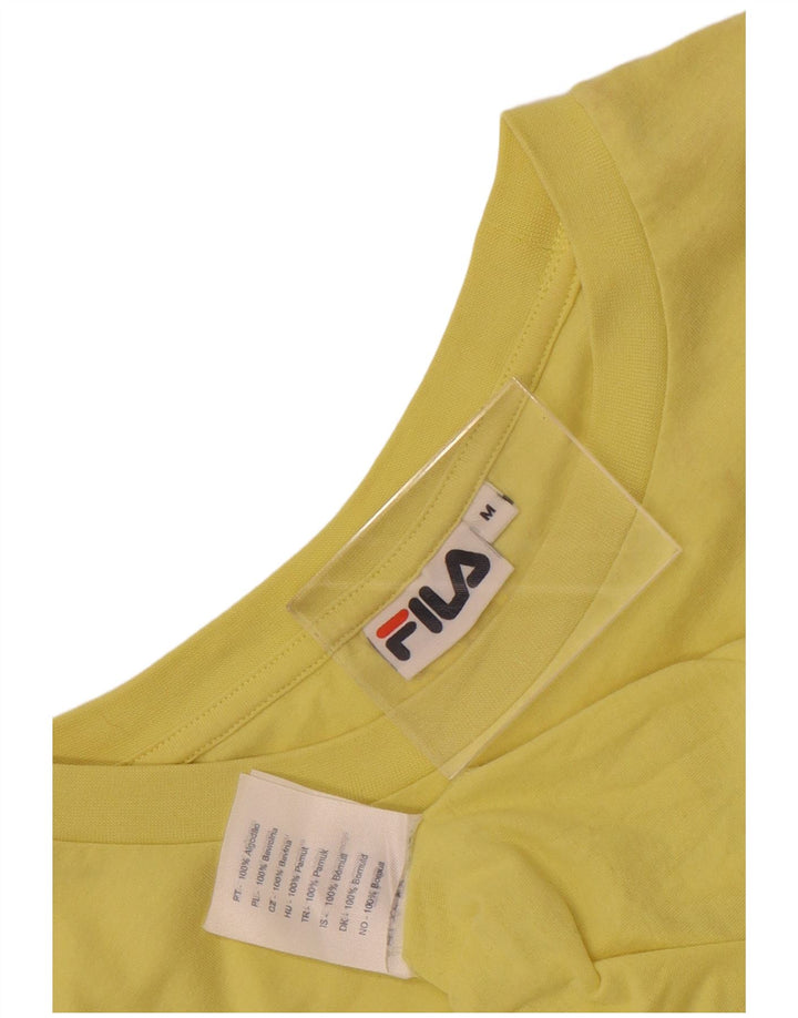 Fila Herre grafisk T-shirt Top Medium Gul Colourblock Bomuld
