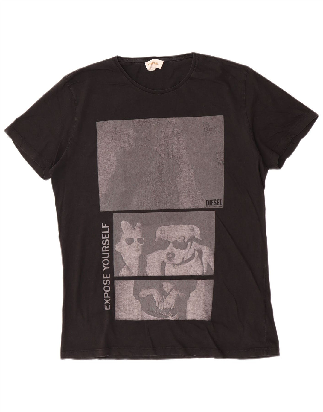 Diesel Herre Grafisk T-Shirt Top XL Sort