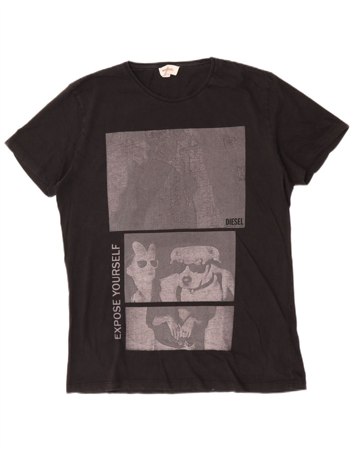 Diesel Herre Grafisk T-Shirt Top XL Sort