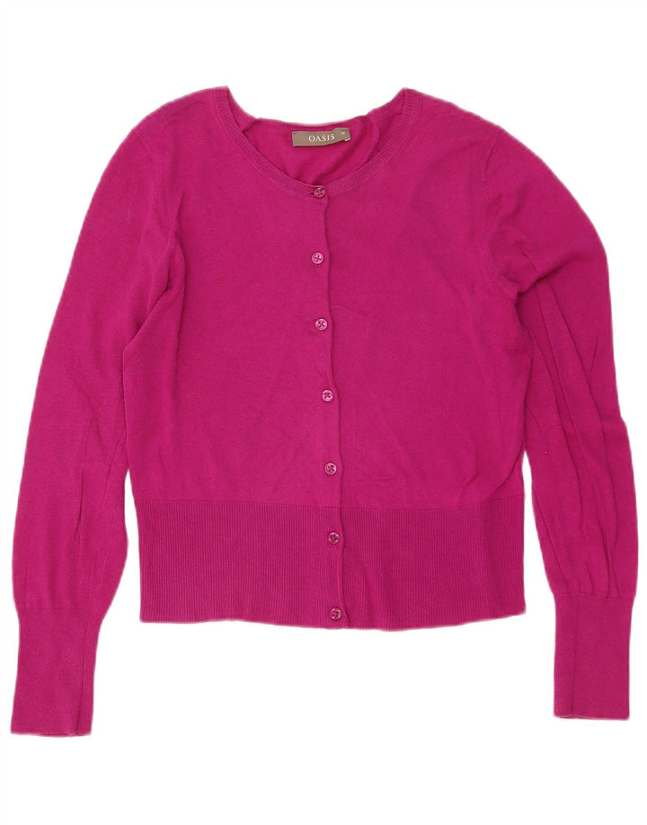 Oasis Dame Cardigan Sweater UK 12 Medium Pink Bomuld