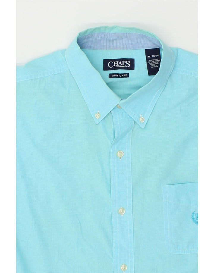 CHAPS Mens Tall Short Sleeve Shirt XL Turquoise Cotton Vintage Chaps and Second-Hand Chaps from Messina Hembry 