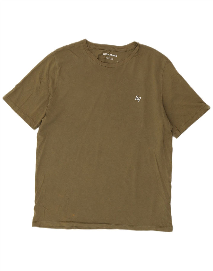 Jack & Jones Herre T-Shirt Top Stor Khaki Bomuld