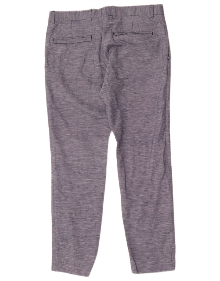 Zara Herre Slim Suit Bukser EU 40 Medium W31 L28 Blå nålestribet polyester