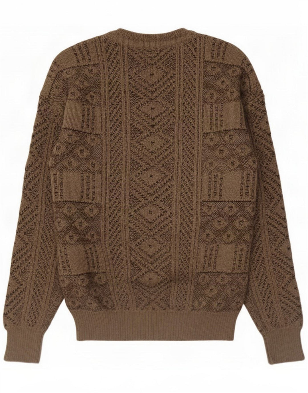 Brian Scott Herre sweater med rund hals IT 48 Lille brun geometrisk uld