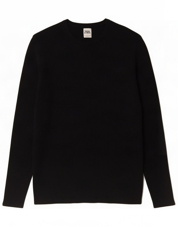 Zara Herre Boat Neck Sweater Sweater Large Black Cotton
