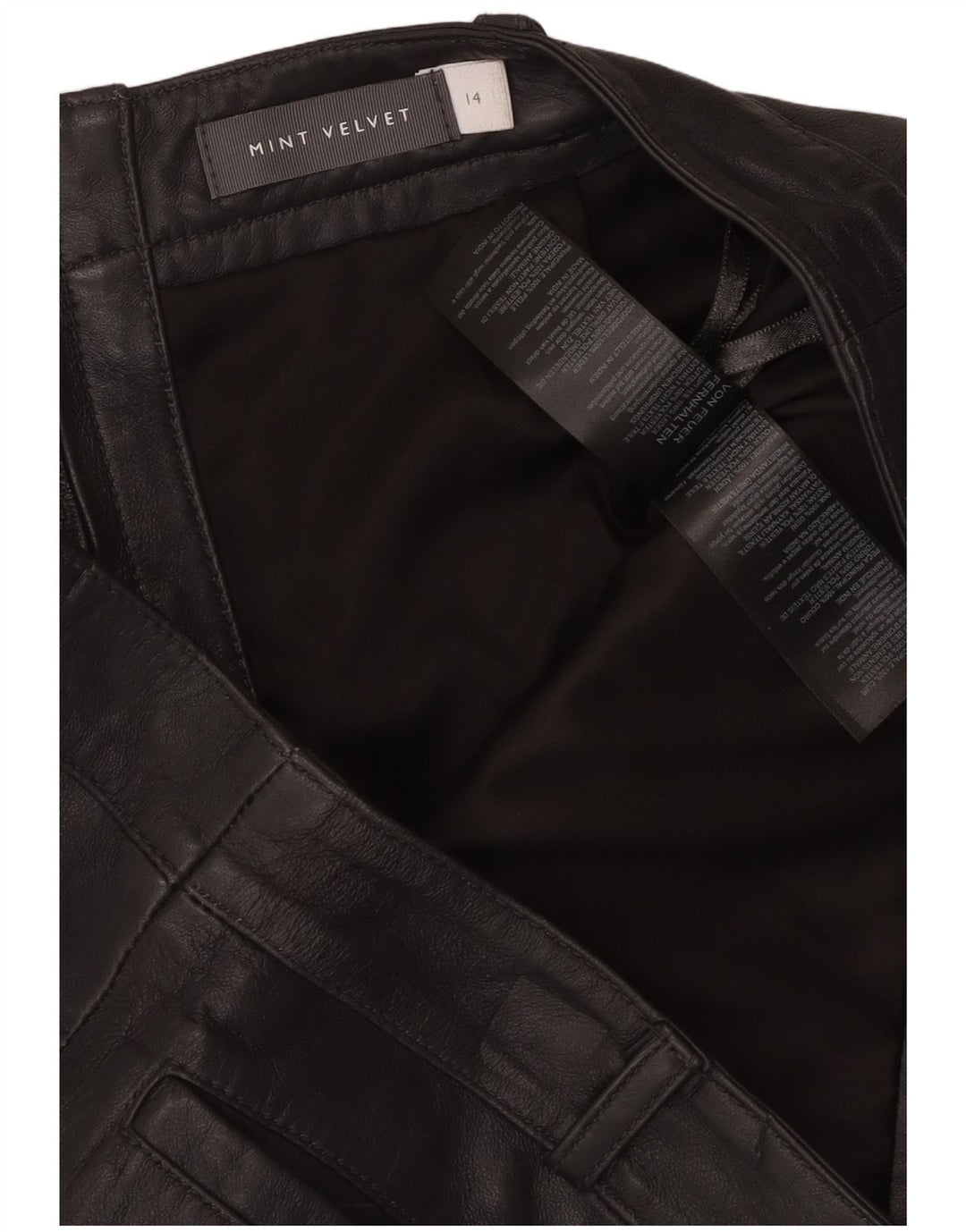 MINT VELVET Dame lædernederdel UK 14 Large W34 sort læder