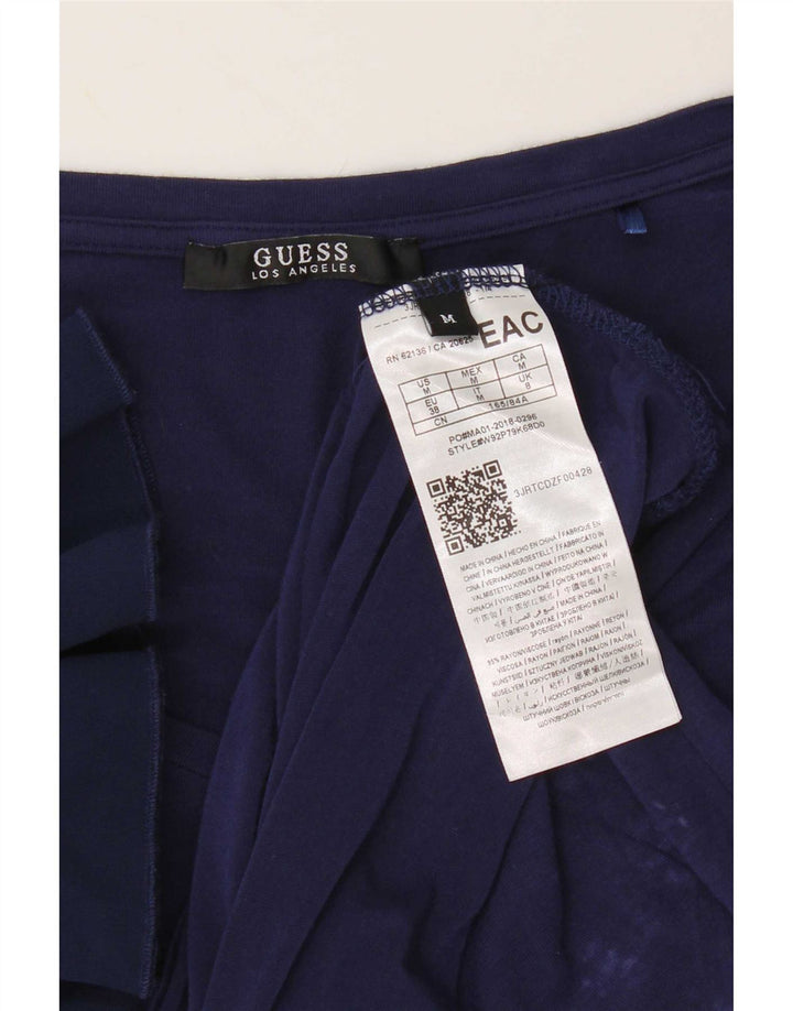 Guess Dame Bluse Top UK 8 Small Navy Blue Colourblock Rayon