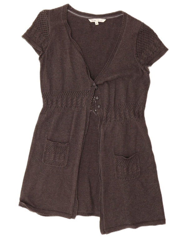 Fat Face Dame Longline Kortærmet Cardigan Sweater UK 12 Medium Grey