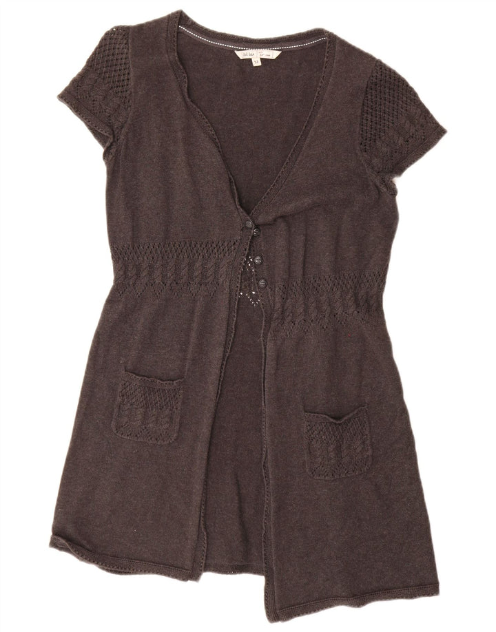 Fat Face Dame Longline Kortærmet Cardigan Sweater UK 12 Medium Grey
