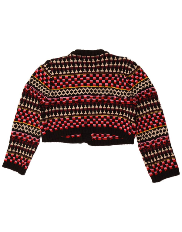Zara Dame Loose Fit Cardigan Sweater UK 14 Medium Flerfarvet Geometrisk