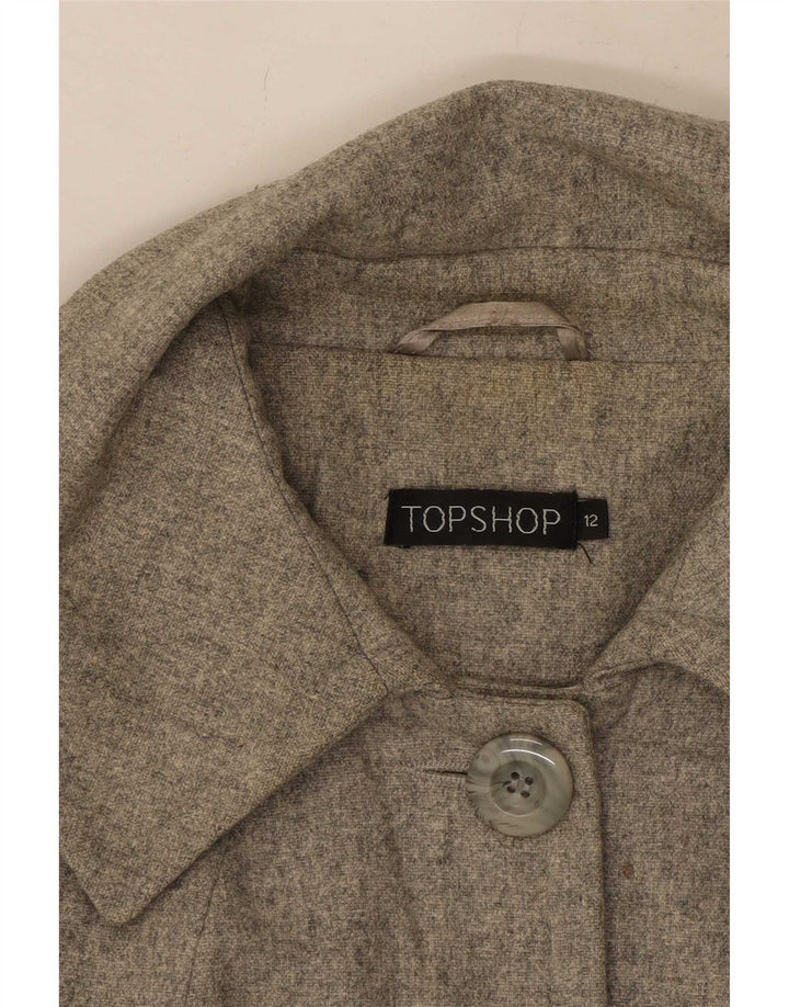 Topshop Dame Overfrakke UK 12 Mellemgrå Uld