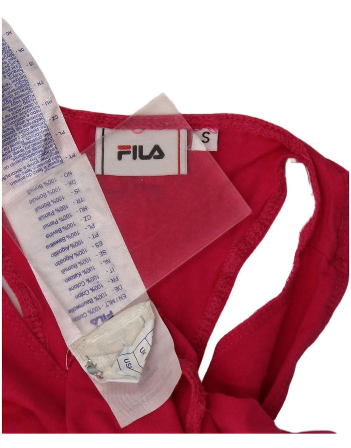 FILA Womens Crop Vest Top UK 8 Small Pink Bomuld