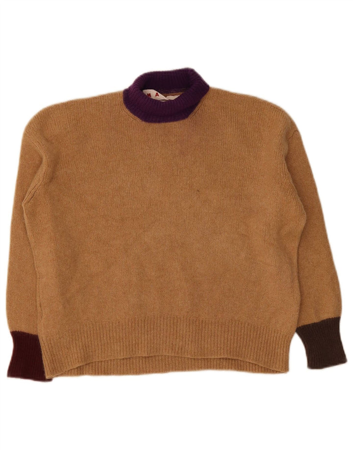 Marni Dame Crop Roll Neck Jumper Sweater IT 40 Small Brown Colourblock