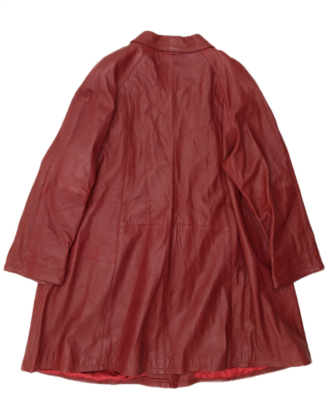 Barisal Dame Oversized Læderfrakke EU 48 2XL Maroon Læder