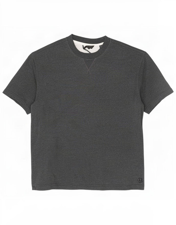 Ted Baker Herre Kortærmet Loose Fit Sweatshirt Jumper Størrelse 2 Lille Grå