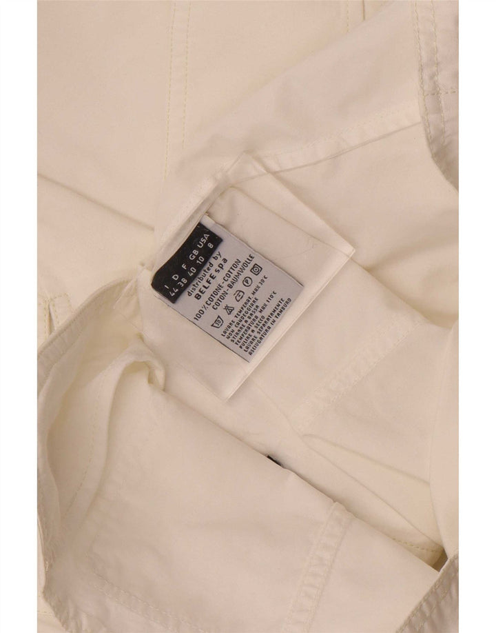 Belfe Dame 3 Button Blazer Jacket UK 10 Small White Bomuld