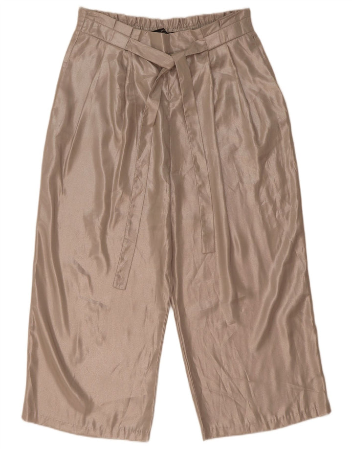 Zara Dame Højtalje Capri Bukser Medium W28 L21 Beige Polyester