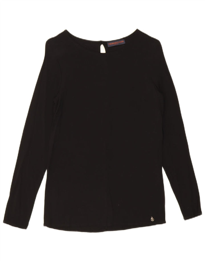 Trussardi Jeans Dame Langærmet Bluse Top IT 42 Medium Sort Viscose