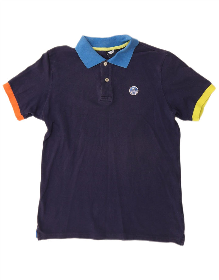 North Sails Herre Polo Shirt Small Navy Blue Colourblock