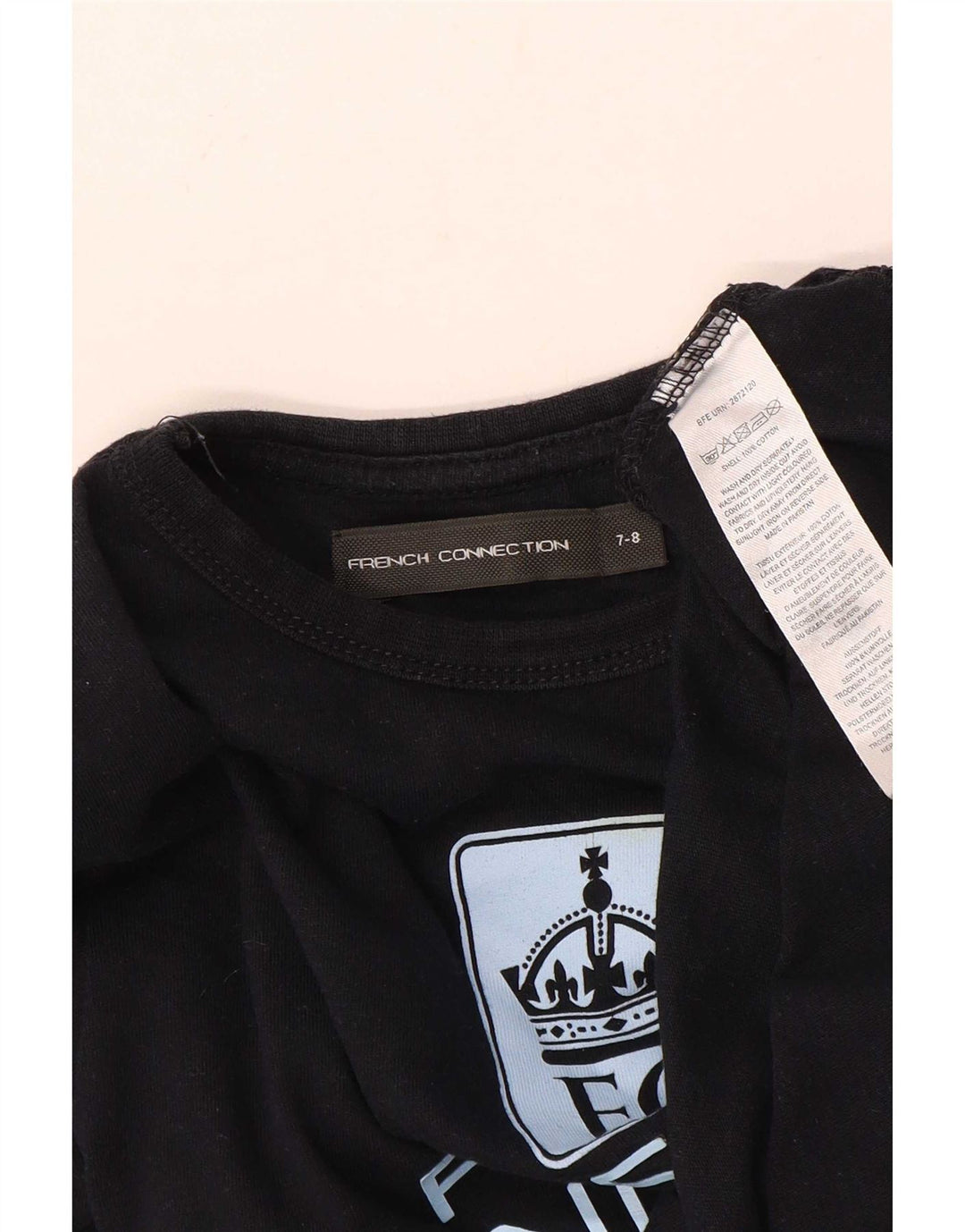 French Connection drenge grafisk t-shirt top 7-8 år sort bomuld