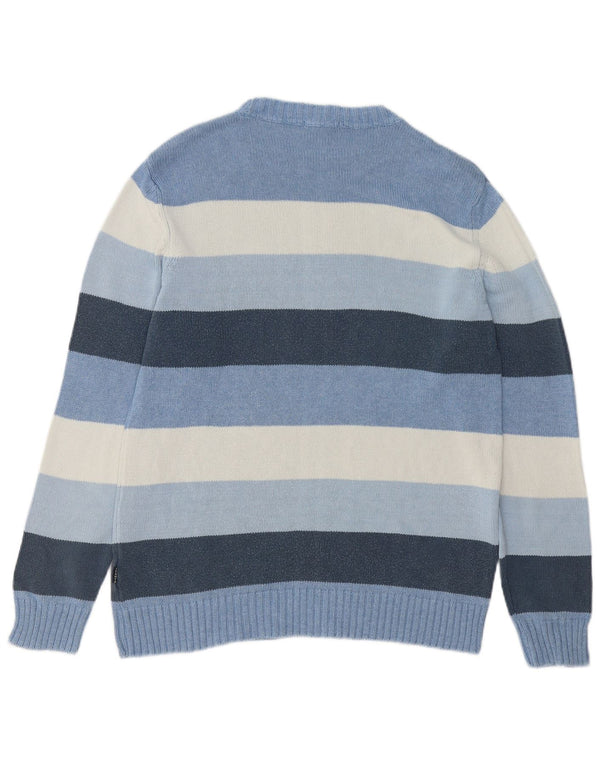 Gant herre rund hals sweater mellemblå stribet bomuld