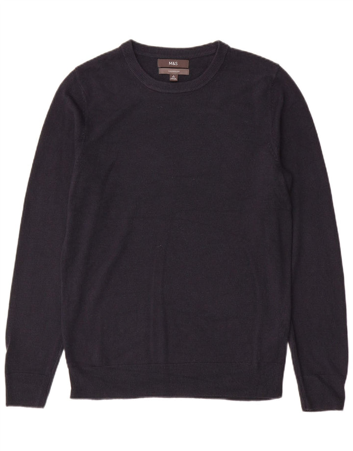Marks & Spencer Herre sweater med rund hals, lille marineblå kashmir