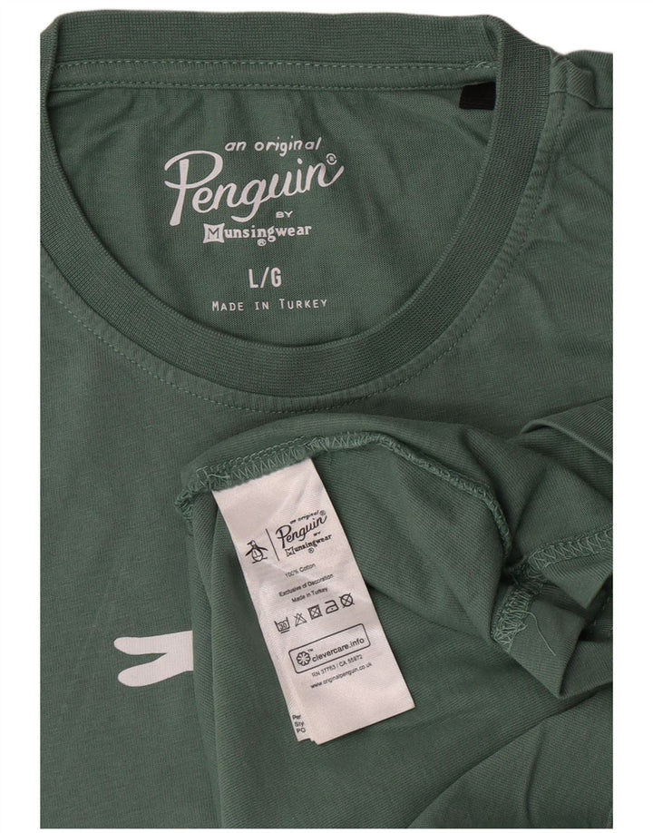 Penguin Herre Grafisk T-Shirt Top Stor Grøn Bomuld