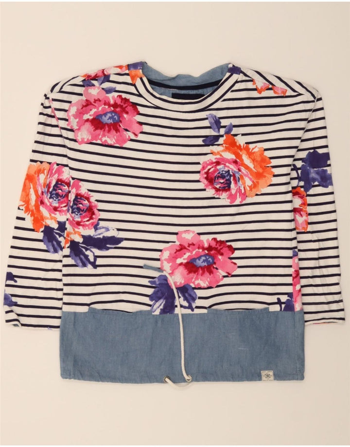 JOULES Womens Oversized Top Long Sleeve UK 10 Small White Floral Nautical Vintage Joules and Second-Hand Joules from Messina Hembry 