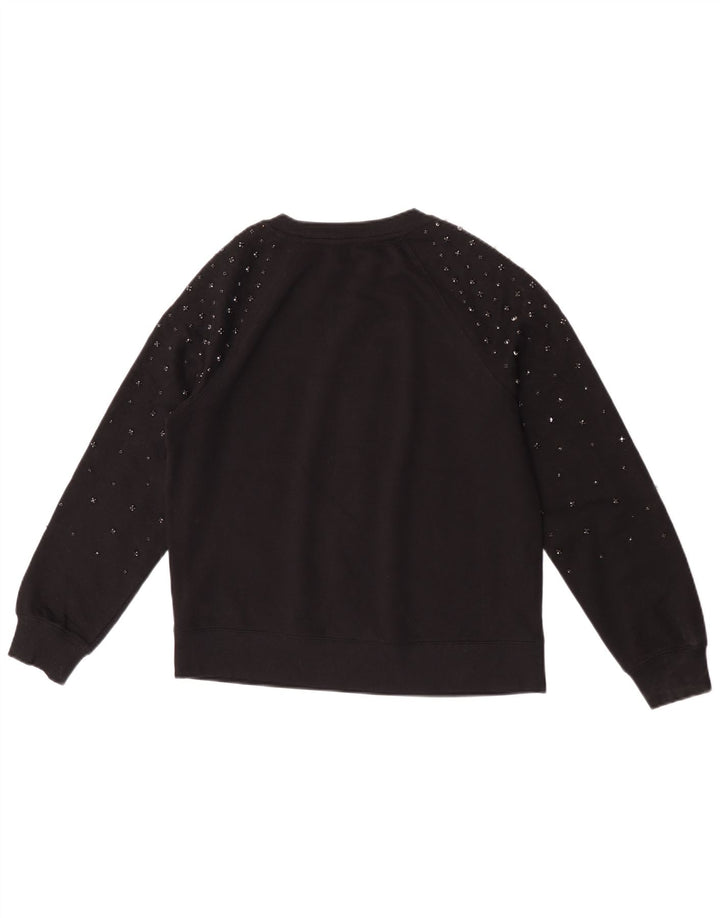 Marks & Spencer Dame Oversized Sweatshirt Jumper UK 6 XS Sort Bomuld