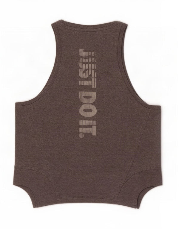 Nike Dame Crop Grafisk Vest Top UK 6 XS Grå Bomuld