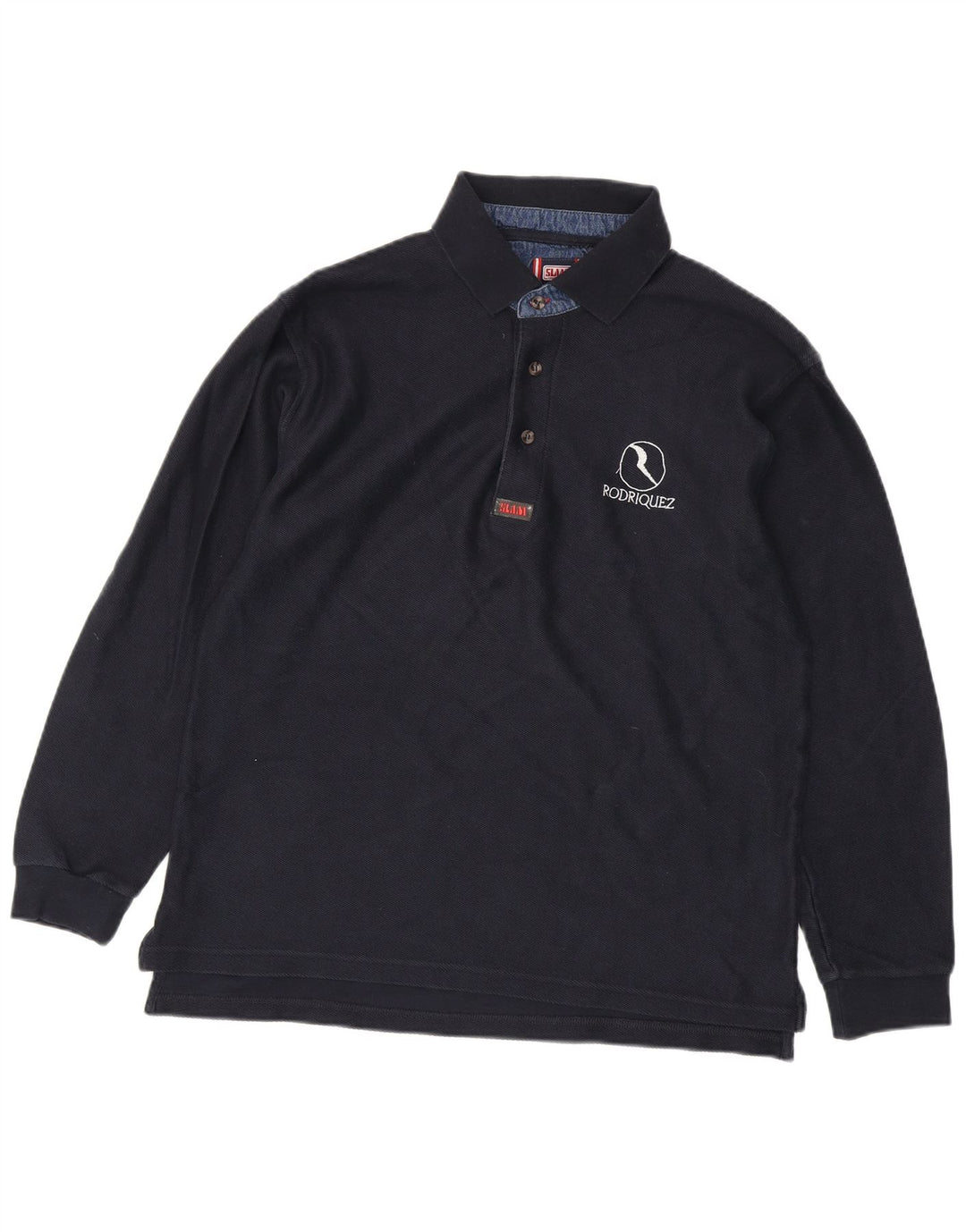 Slam Langærmet Polo Shirt til mænd Stor marineblå bomuld