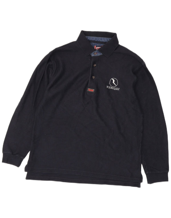 Slam Langærmet Polo Shirt til mænd Stor marineblå bomuld