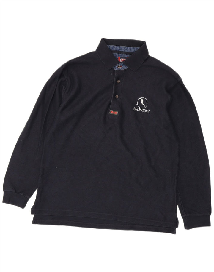 Slam Langærmet Polo Shirt til mænd Stor marineblå bomuld