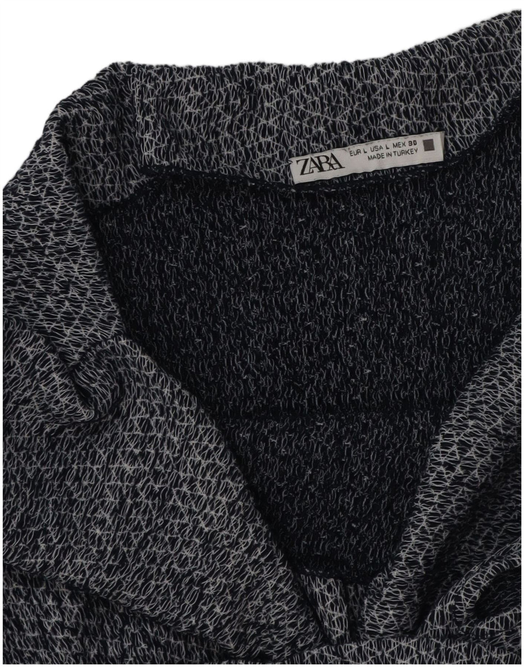 Zara Dame Asymmetrisk Off Shoulder Top UK 14 Large Navy Blue