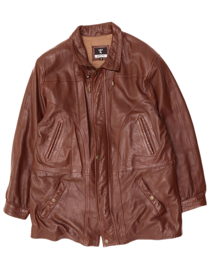 Vintage herre læderjakke UK 42 XL brunt læder
