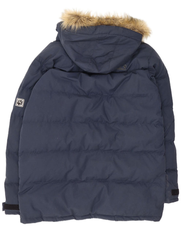 Jack Wolfskin Mens Hooded Padded Coat UK 44/46 XL Navy Blue Polyester