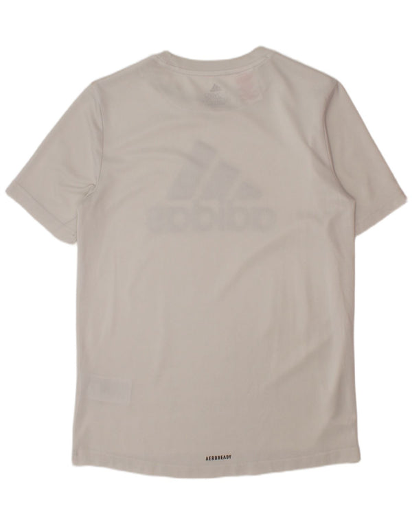ADIDAS Boys Graphic T-Shirt Top 11-12 Years White Polyester
