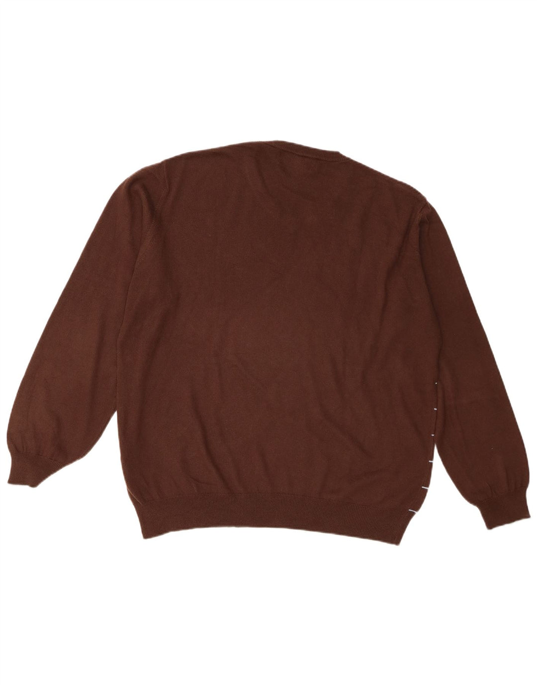 Marlboro Classics Herre V-hals sweater Stor brun stribet bomuld