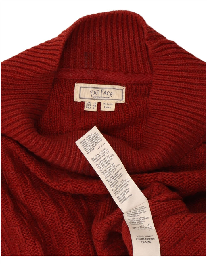 Fat Face Dame Loose Fit Turtle Neck Jumper Sweater UK 12 Medium Red
