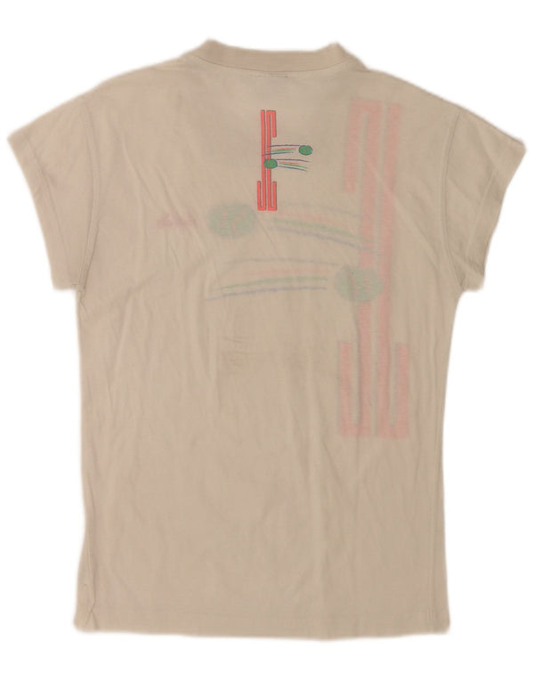 Diadora Dame Grafisk T-Shirt Top IT 42 Medium Hvid Bomuld